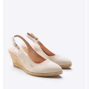 Palomera Canvas Slingback Buckle Wedges - Beige / 7 NWOT